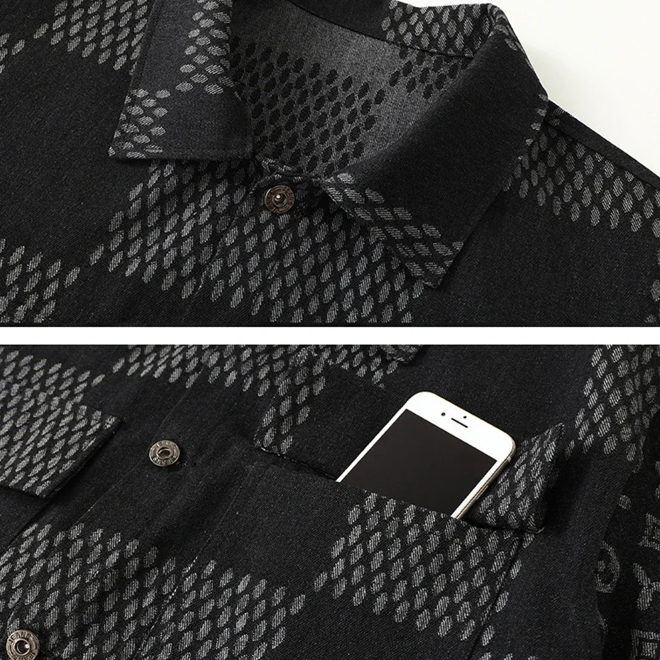 Plaid Denim Jacket Men Vintage Fashion Jean Jacket Plus Size 10XL 11XL Spring Autumn Cargo Denim Coat Male Big Size 10XL 4
