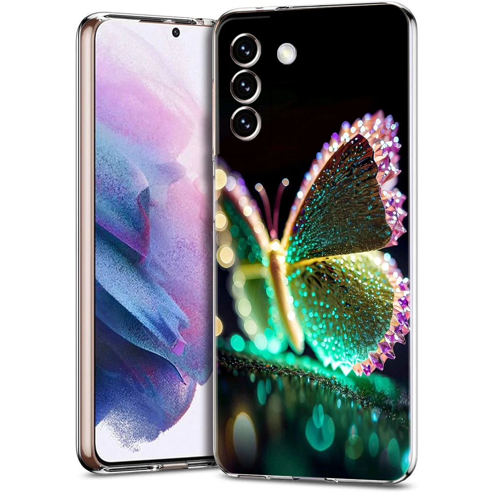 Luxus Schmetterling Glitter klar transparent für Samsung Galaxy S24 S23 S22 S20 S21 FE Ultra S24 S23 S10 S10E S9 Plus Handyhülle – Detail 1