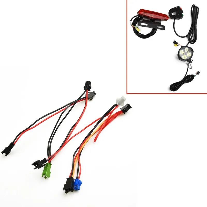 

Electric Bicycle Headlight And Taillight Cable Compatible 24V-60V Ebike Systems Rubber Red+Black Electric Bike Accessories