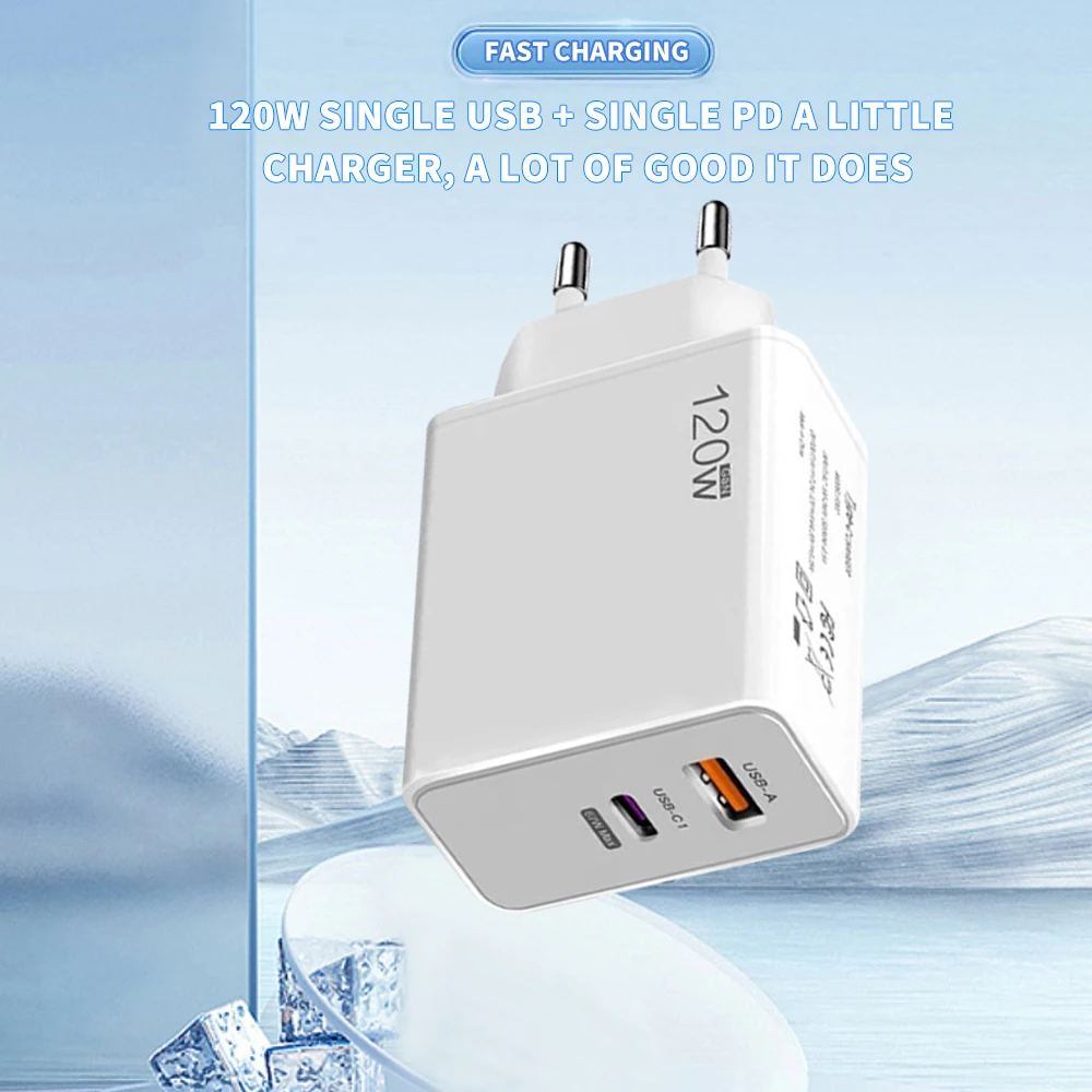 120W USB C Fast Charger With Type C Charging Cable Fast Charging Charger Wall Adapter EU US UK Plug PD Travel USB Quick Chargers