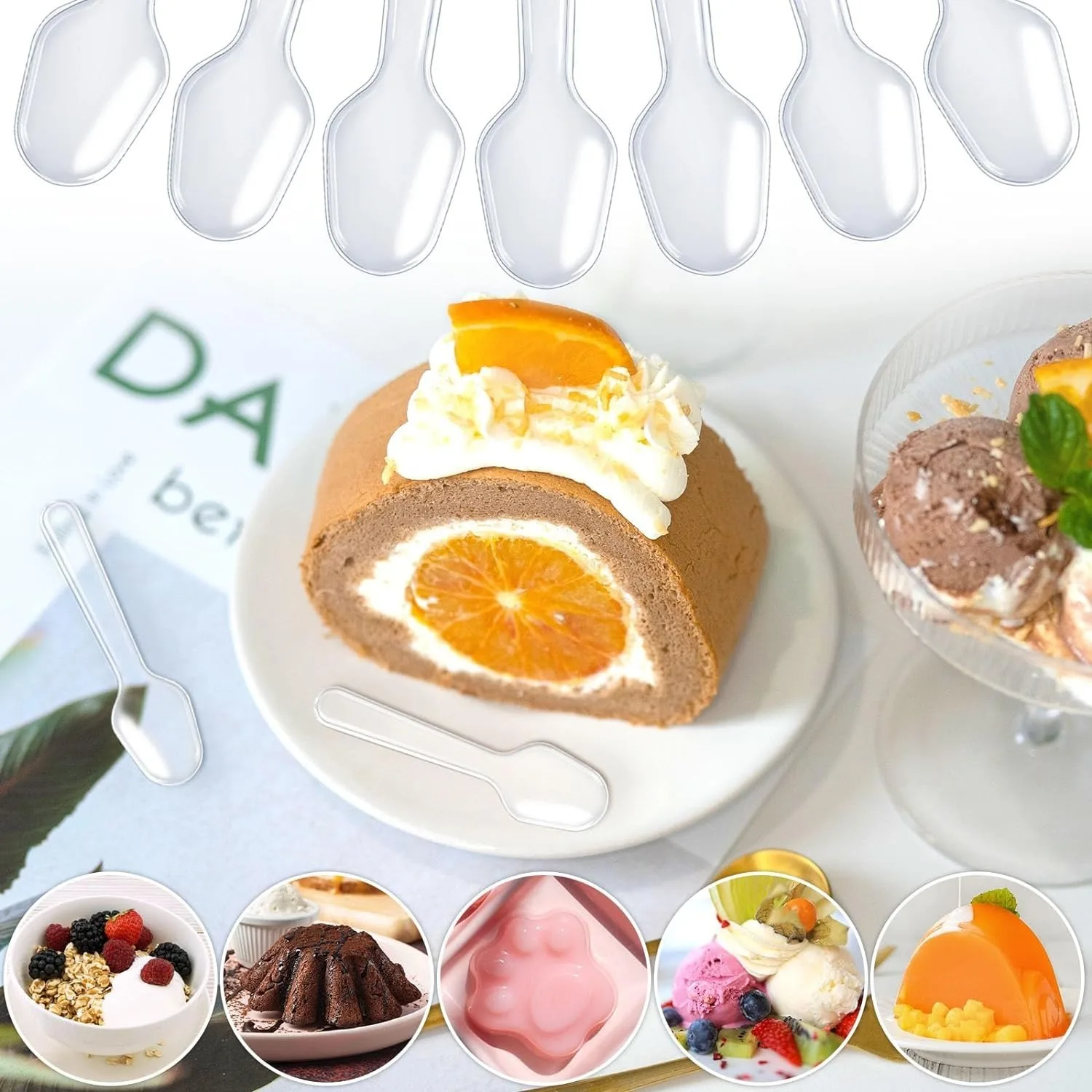 500pcs Mini Ice Cream Spoon Disposable Dessert Spoons Wedding Party Tableware Kitchen Accessories Tool Birthday Party Supplies