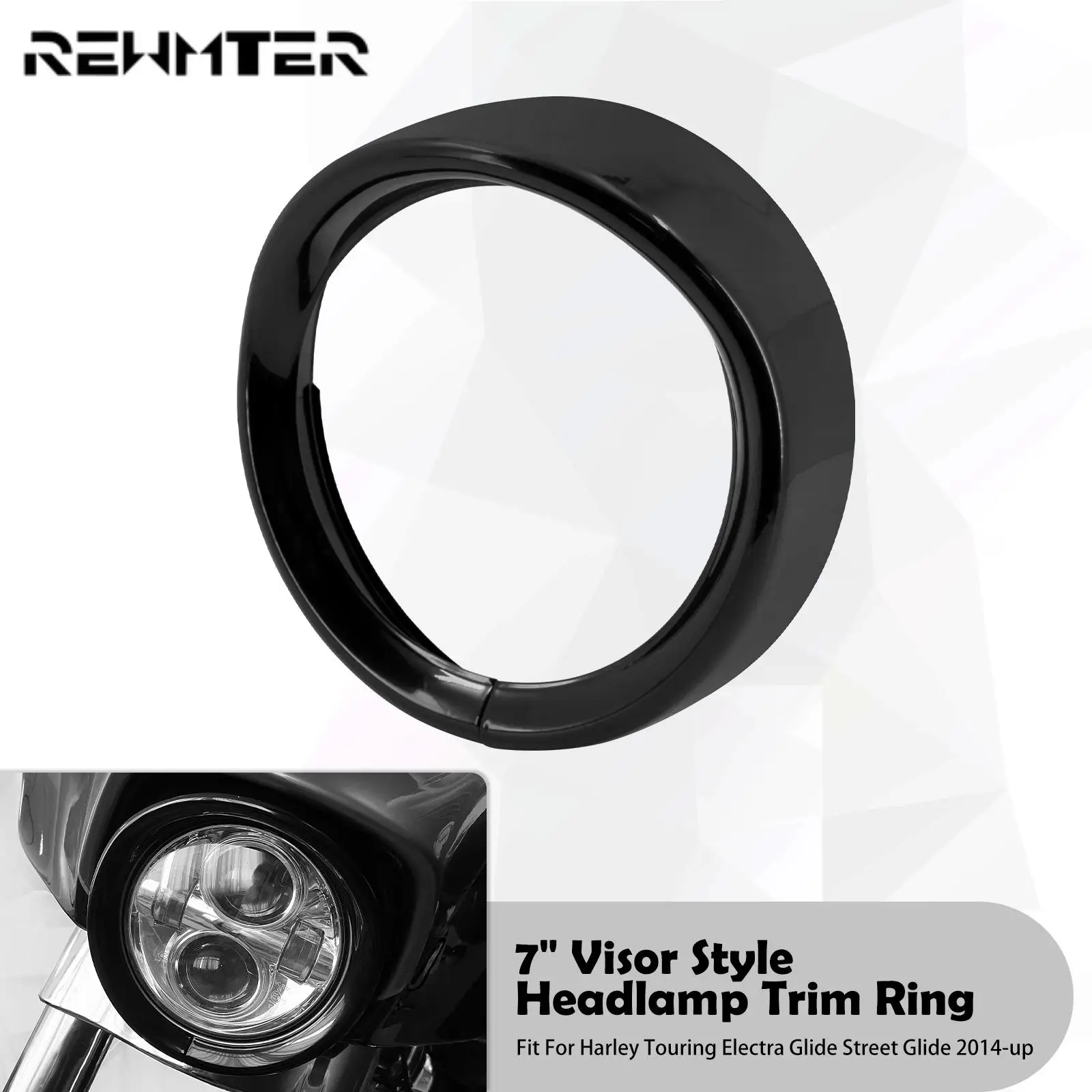 

Motorcycle 7'' LED Headlight Visor Headlamp Bezel Trim Ring Black For Harley Touring Street Electra Tri Glide Road King 2014-23