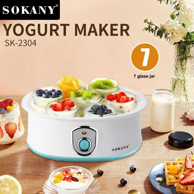 

Mini Automatic Yoghurt Machine Home DIY Yoghurt Tools Kitchen Appliances Stainless Steel Tank 220V with 7 Glass Cup Yogurt Maker