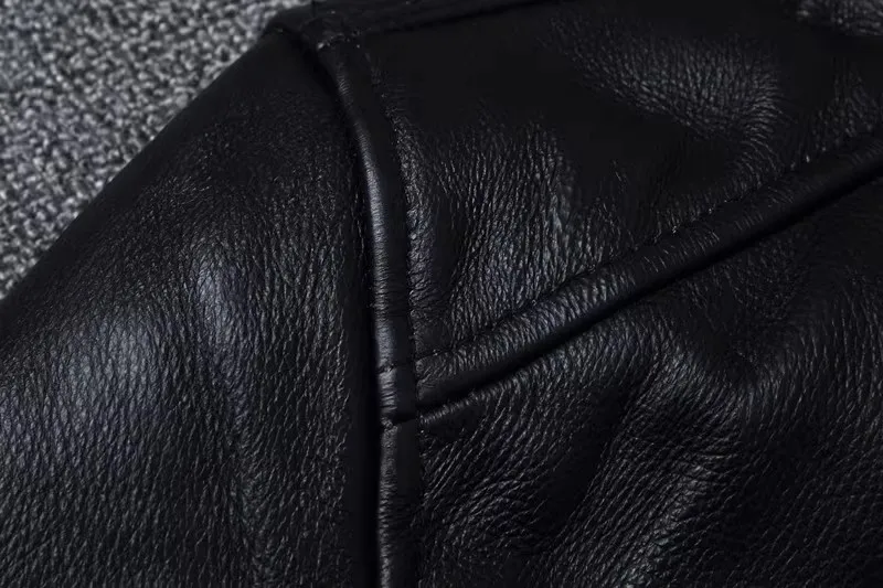 Plus Size Mens Classic Casual Leather Jacket - Slim Fit Cowhide Coat