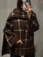 2025 New Women Fashion Plaid Knitted Cardigans Long Sleeve Scarf Collar Sweater Cardigan Autumn Winter New Style Knitwear Coat - Image 2