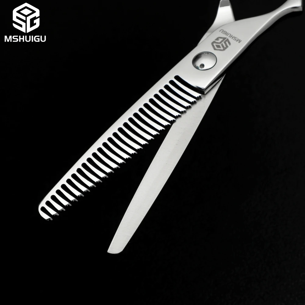 MSHUIGU Professionelle Friseurschere für Linkshänder, Hitachi 440C, 6–6,5–6,8 Zoll, mehrere Effilierscheren, Kammkette – Detail 22