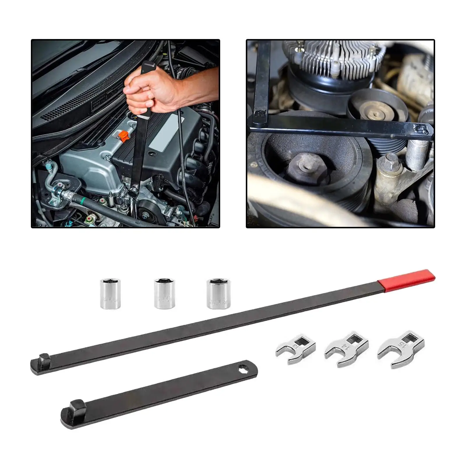 Car repair tool 8x Serpentine Belt Tool Kit 3/8" 1/2" Drive Professional Serpentine Belt Wrench Tool Remove and Install Kit Repair