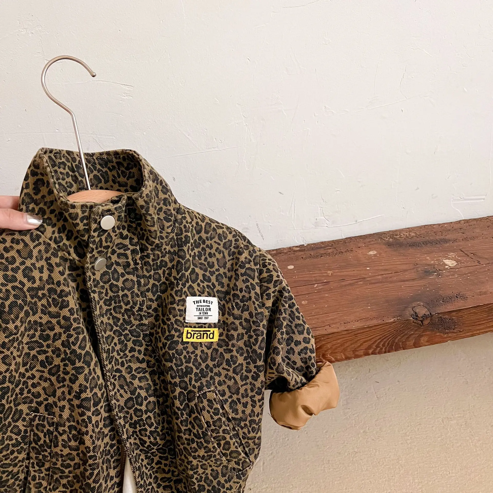 Kids Jackets Spring Autumn Children Casual Long-sleeved Boys Korean Leopard Print Girls Short Denim
