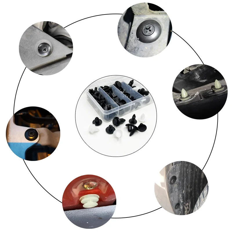 Car Fastener Clip 100pcs Auto Fastener Clip Car Fender Push Retainer Pin Rivet Bumper for Door Trim Panel Retainer Set for auto fastener clips