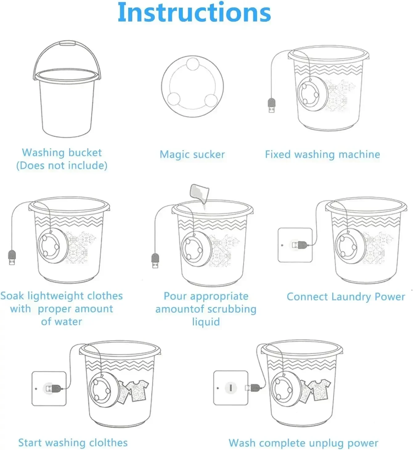 Mini Washing Machine USB Rotating Turbine Portable Washing Machine For Socks Underwear Wash Dishes For Travel Home Business Trip 6