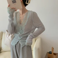 Cardigan en patchwork de dentelle pour femmes, pull vintage élégant pour dames, Kawaii, BIndividuUp, haute couture, pas cher, vente en gros, automne, hiver 2