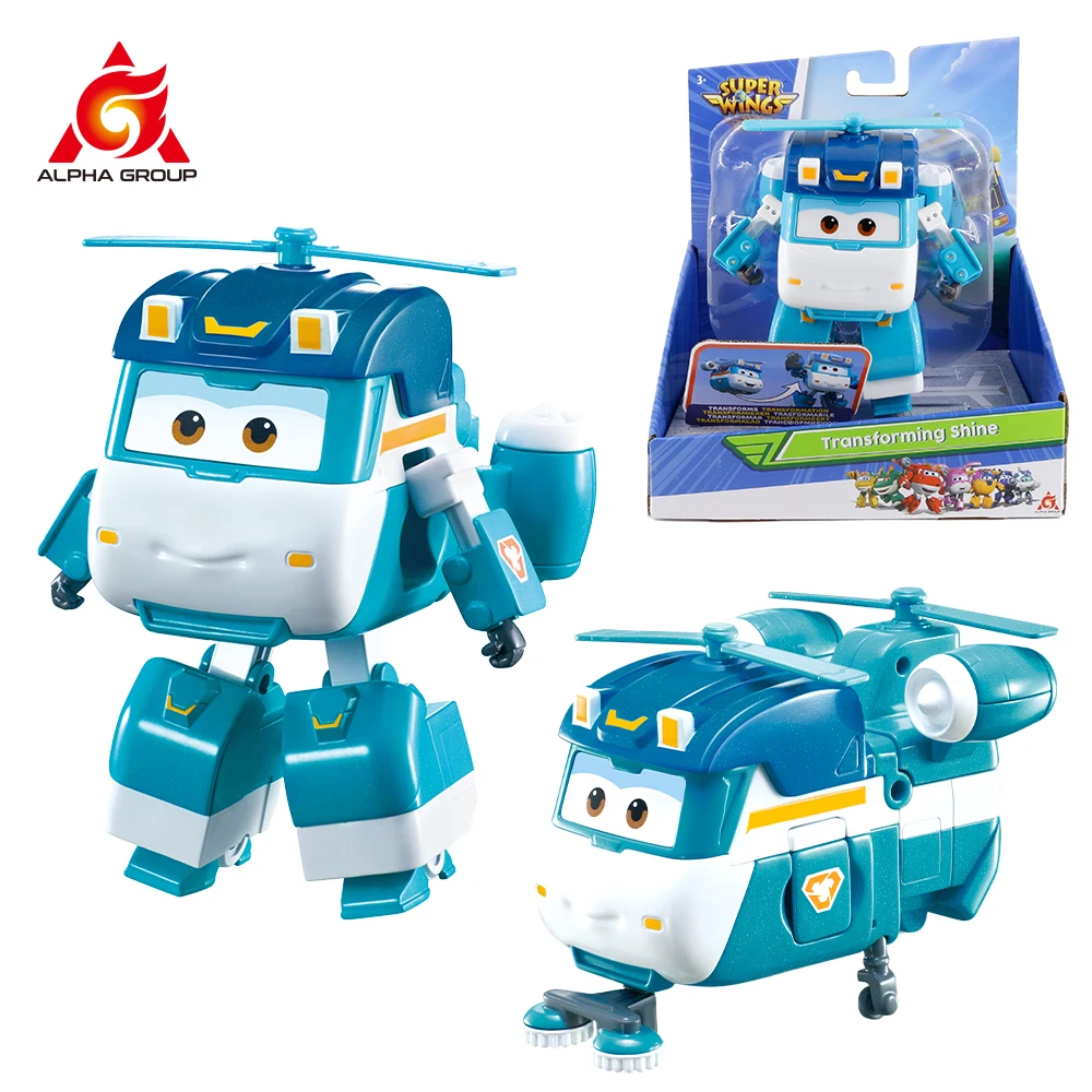 Super Wings 5 Inches Transforming- Shine 2 Modes Transforms from copter to Garbage Cart Action Figures Kid Toys Birthday Gift