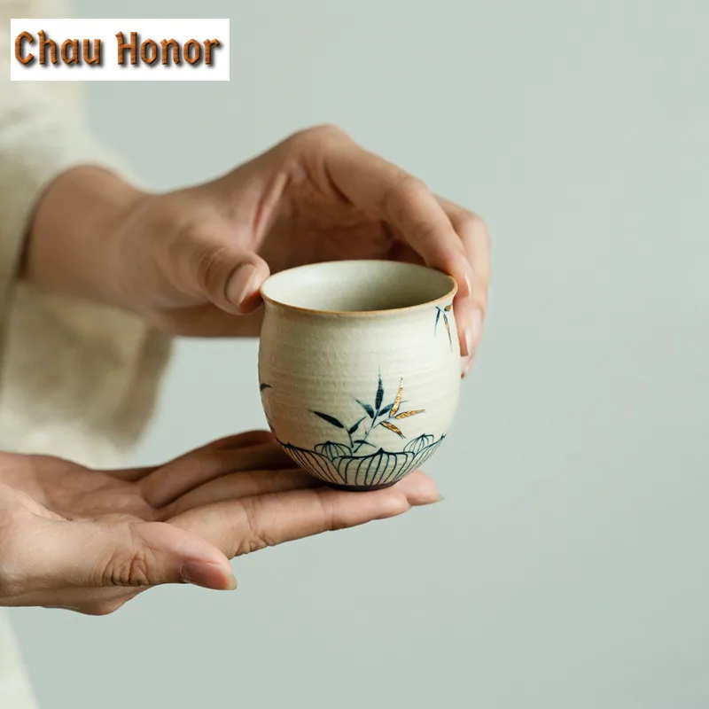 Blue And White Flint Red Teapot Aesthetic Gold Drawing Bamboo Tea Infuser Pot Gaiwan Tea Making Kettle With Filter Tea Ceremony