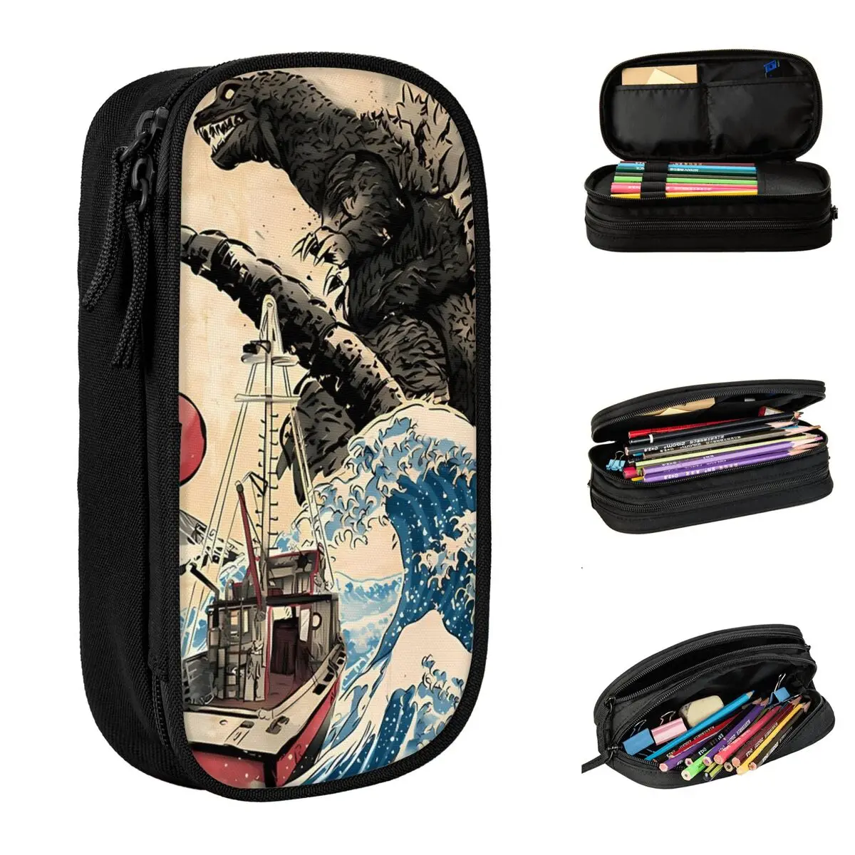 Japanese Godzillaed Pencil Cases New Pen Bag Student Big Capacity Students School Gift Pencilcases