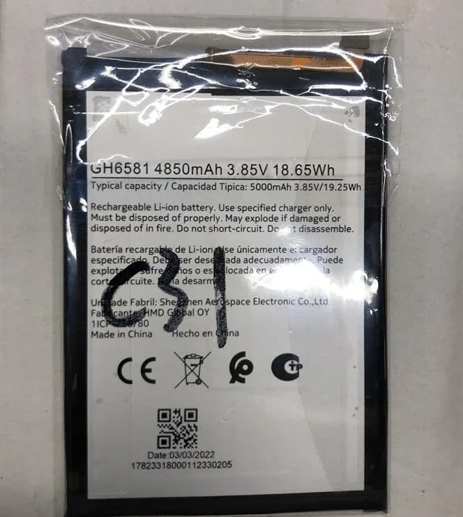 

GH6581 4850MAH 3.85V 18.65WH Battery For NOKIA C31 Mobile Phone Batteries