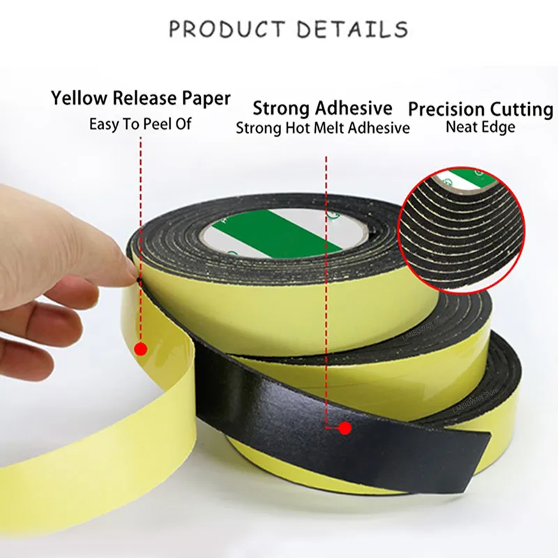 Door seal strip sealing strip tape window seal strip sealing tape rubber seal strip rubber door weatherstripping door weatherstripping sealing strip waterproof tape Strong Adhesion Black EVA Foam Sponge Rubber Strip Tape Waterproof Single Sided Adhesive Anti-collision Window Door Seal Strip