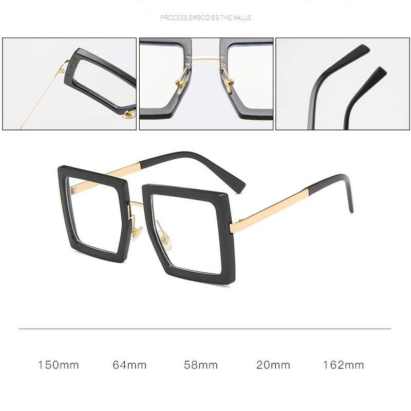 Oversized Eyeglass Frames For Women Trendy Classic Square Transparent Computer Optical Lenses Glasses Clear Lens Eyewear eyeglasses frames eyewear frames women glasses fashion eyeglasses