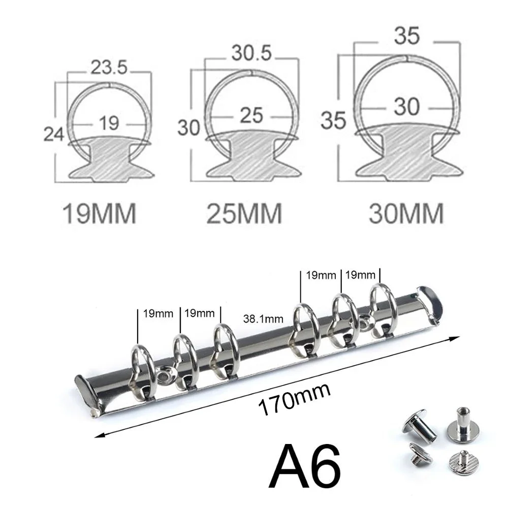 Binder Clip Moterm A6 Size Metal Spiral Rings Binder Clip 2 Pairs of Screw For Diary Notebook Binder Clip File Folder