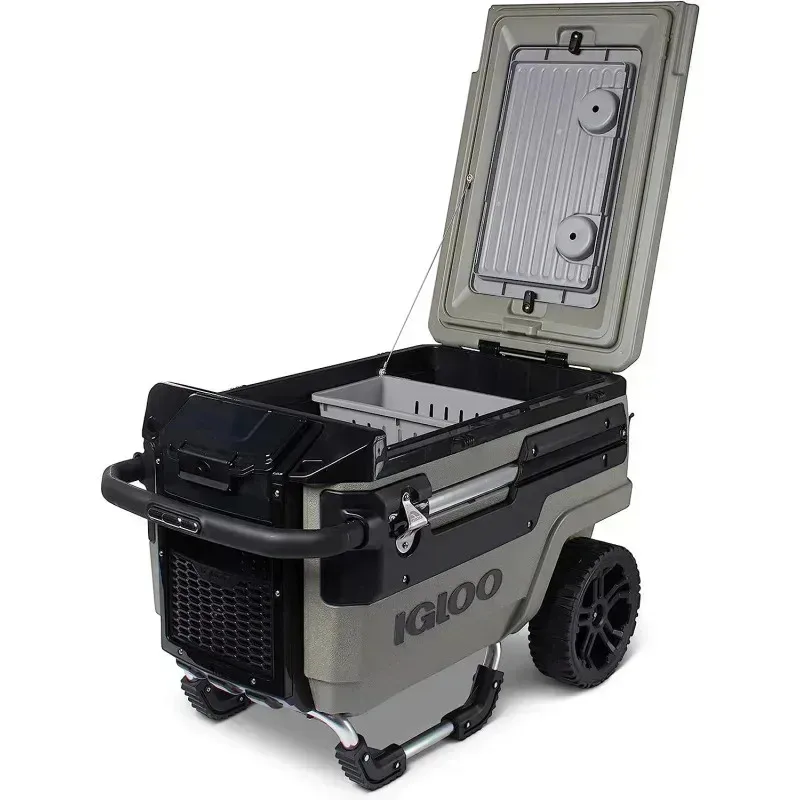 Igloo 70 Qt. Premium Trail mate Wheeled Rolling Cooler, Olive Green, 2