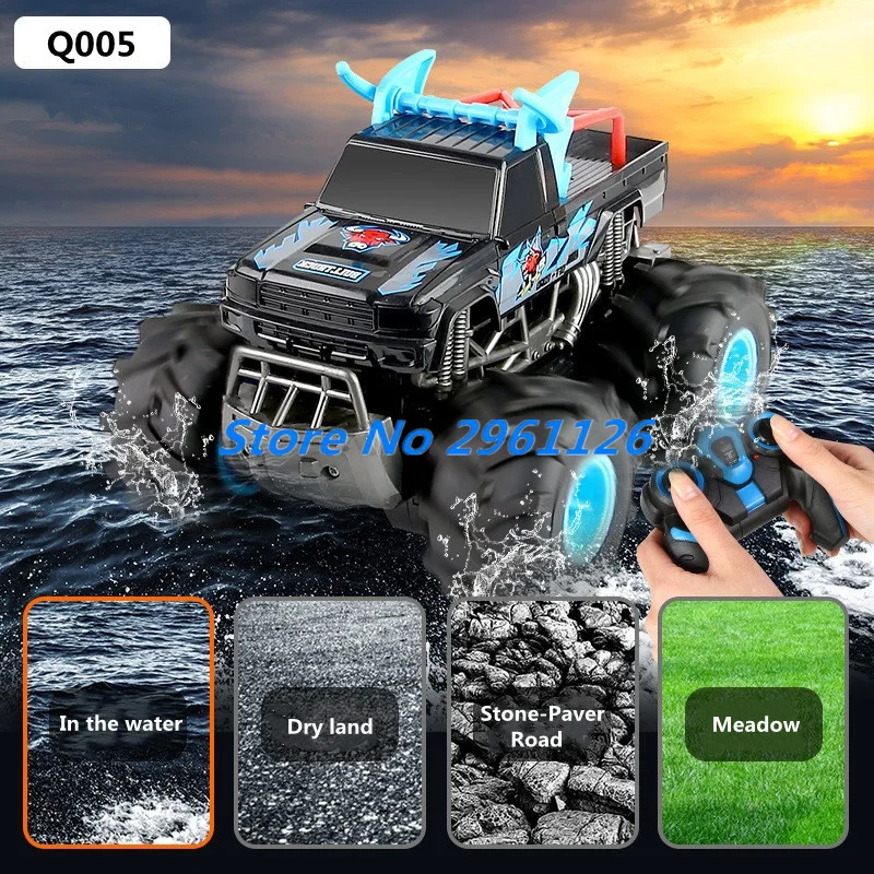 Land Water Amphibious Remote Control Trcuk Car 4WD 360 ° Rotation 45 ° Climbing Electric Off-Road Waterproof RC Truck Boy Gift 2