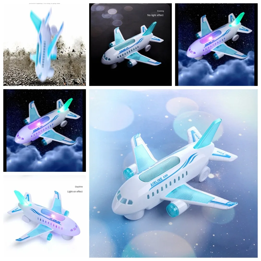 

Flashing Light Toy Airplane Transport Universal Wheel Music Electric Plane Model Plastic 23*21*11.5cm