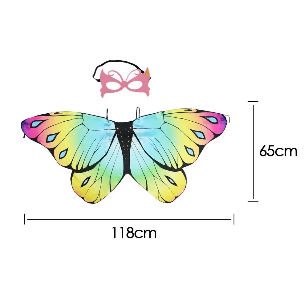 1set Colorful Kid Butterfly Wings Shawl Polyester Poncho Scarf Ladies Fairy Cosplay Performance Accessories Shawl Party Supplies