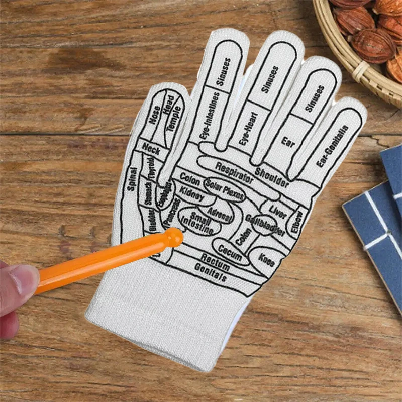 손 반사 요법 지압 도구 장갑, 재사용 가능한 장갑, 가정용 스파 포인트 각질 제거제, 1 세트