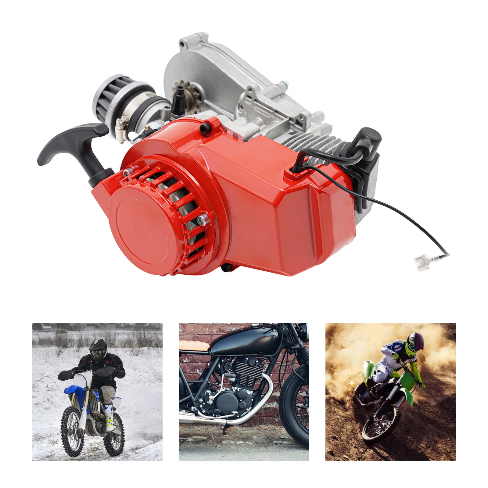 49CC 2 Stroke Engine Motor Air-cooling Pocket Bike Gasoline Engine Motor Single Cylinder for Mini Dirt Bike ATV Scooter