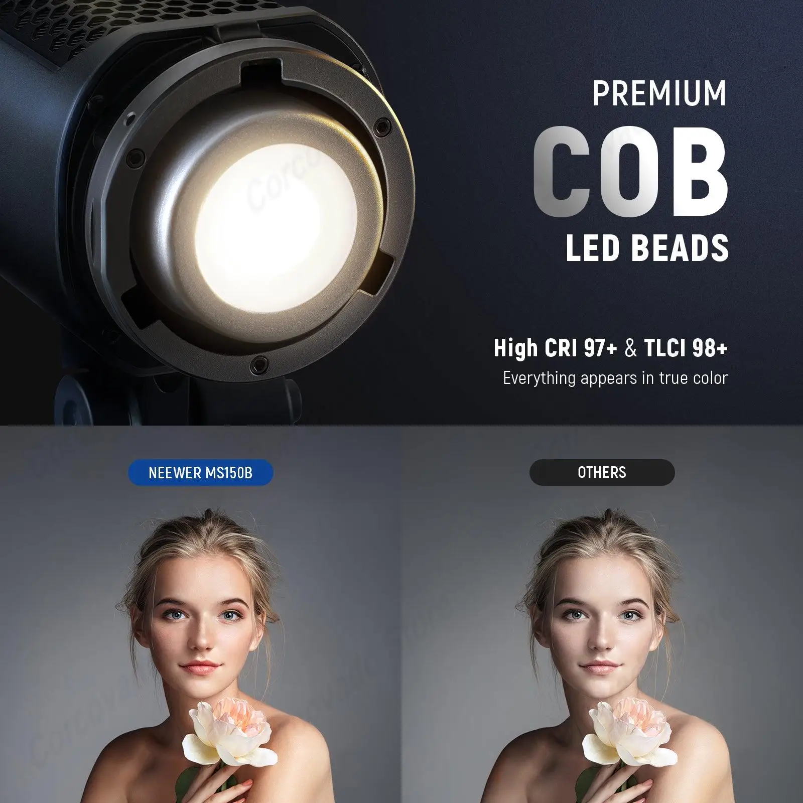 NEEWER 미니 RGB LED 비디오 조명, 현실적인 특수 효과, 인피니티 앱, 2.4G 무선 조명, 4 가지 조명 모드, MS150C, 150W