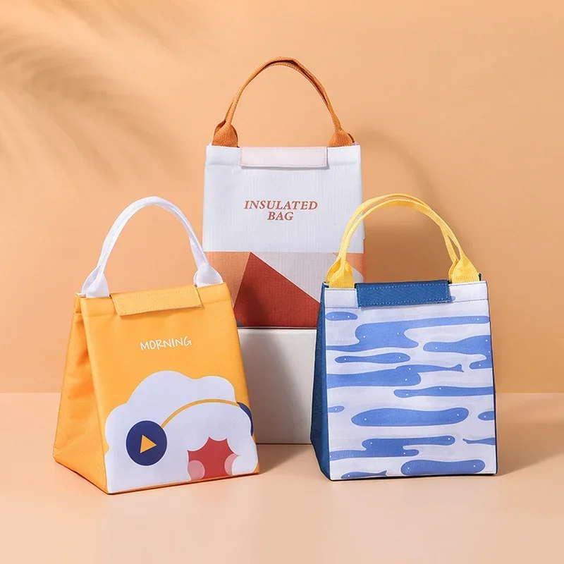 Kawaii Thermal Lunch Tote Bag Women Children's School Thermal Insulated Lunch Box Tote Food Small Cooler Bag Pouch
