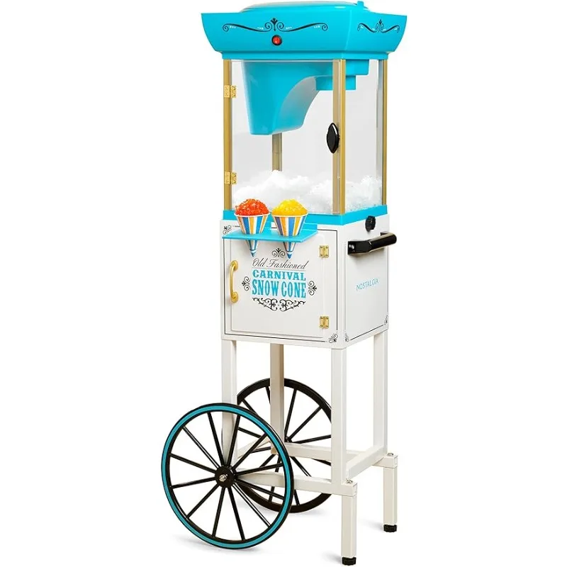 

Nostalgia Snow Cone Shaved Ice Machine - Retro Cart Slushie Machine Makes 48 Icy Treats - Includes Metal Scoop