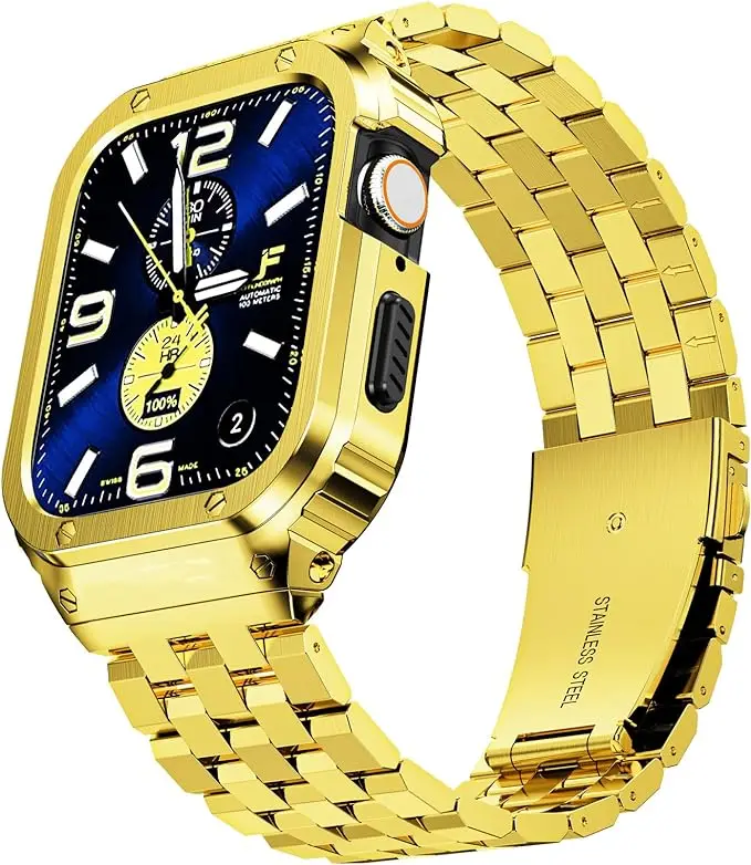 Premium Stainless Steel Case with Band and Rugged Metal Protector
