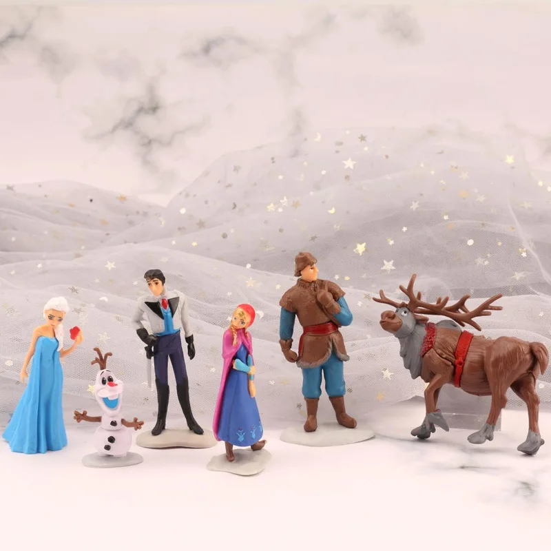 6Pcs Movie Frozen 6-10Cm Anna Elsa Krimoff Olaf Hans Snow Man Cartoon Action Figure Pvc Model Dolls Collection Hobby Toys Gift