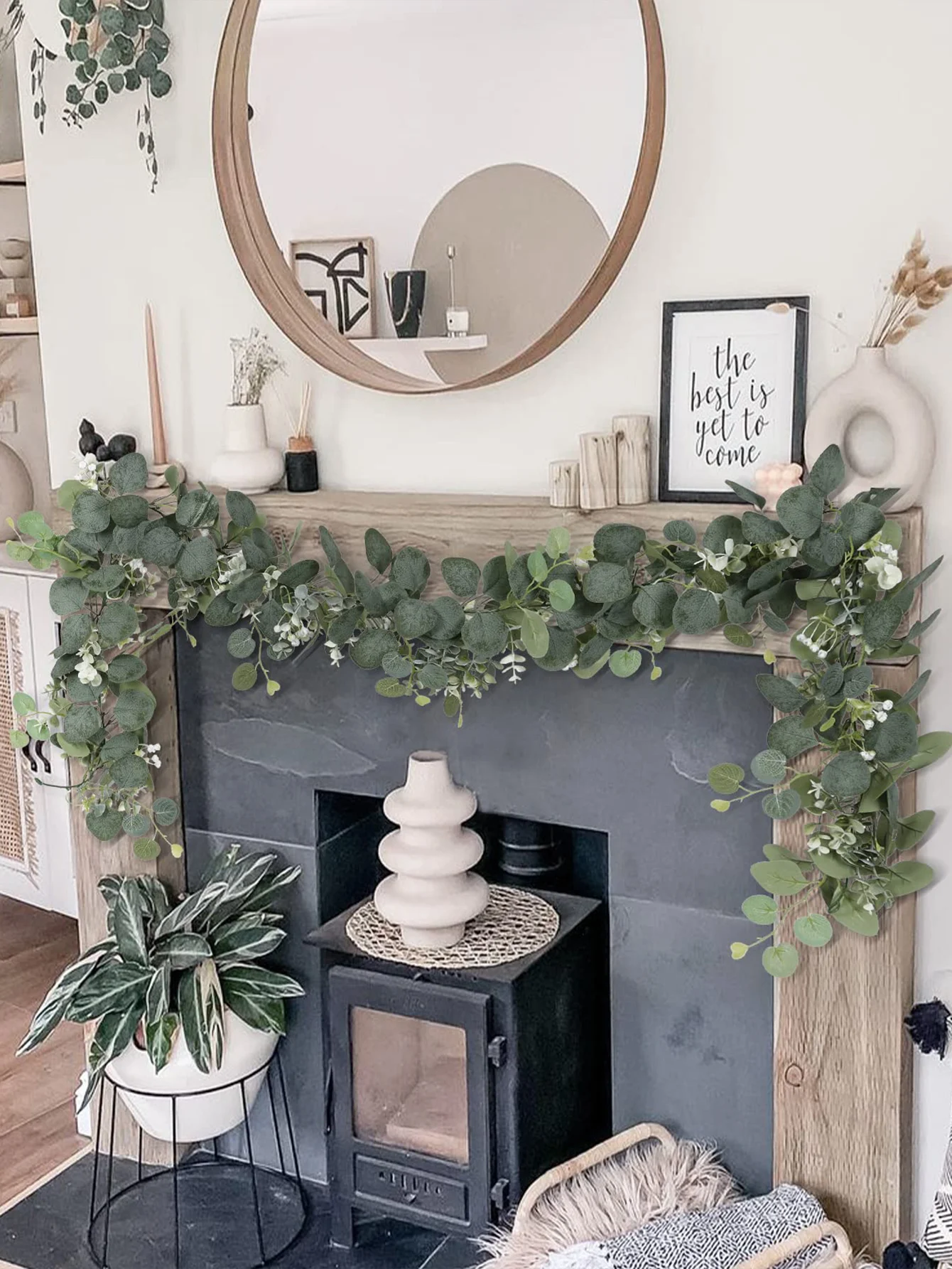 1pc Artificial Faux Plant Spring Vines with White Flowers Berries 2
