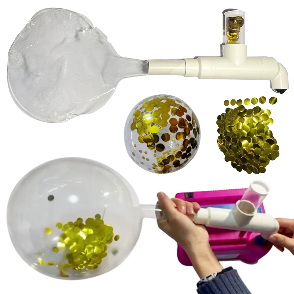

Confetti Balloon Stuffing Machine DIY Balloon Gold Powder Filling Tool For Birthday Wedding Baby Shower White