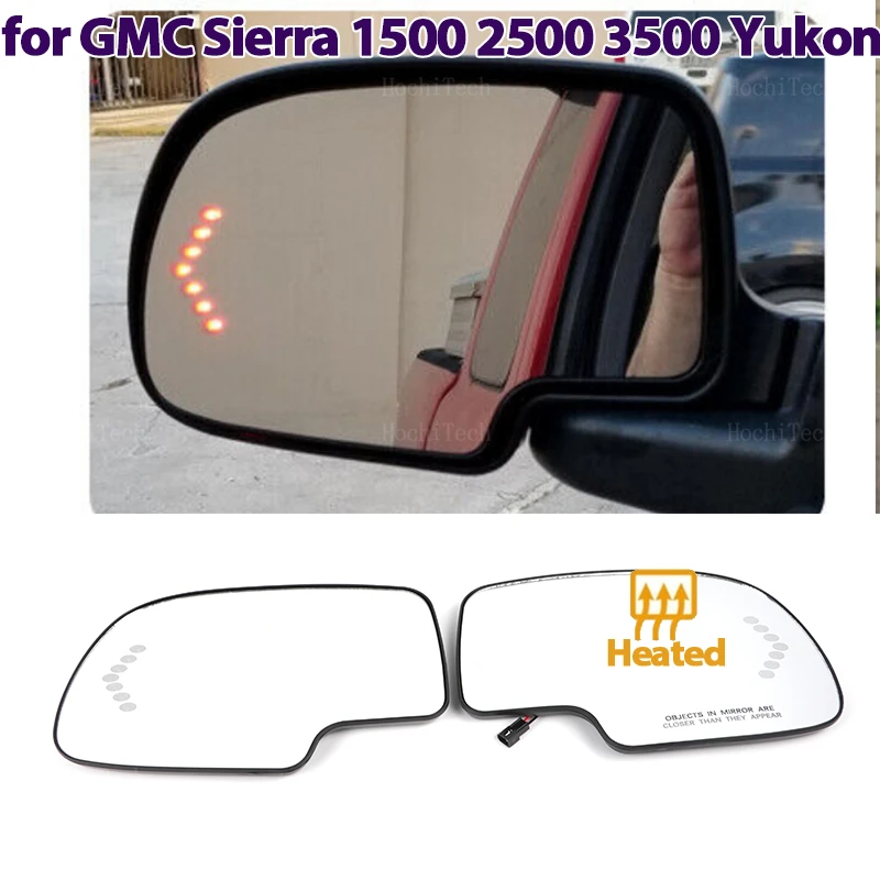 

Door Wing Rear View Rearview Mirror Glass Side Mirror Lens Heated Mirror Glass For GMC Sierra Yukon XL 1500 2500 3500 2003-2007
