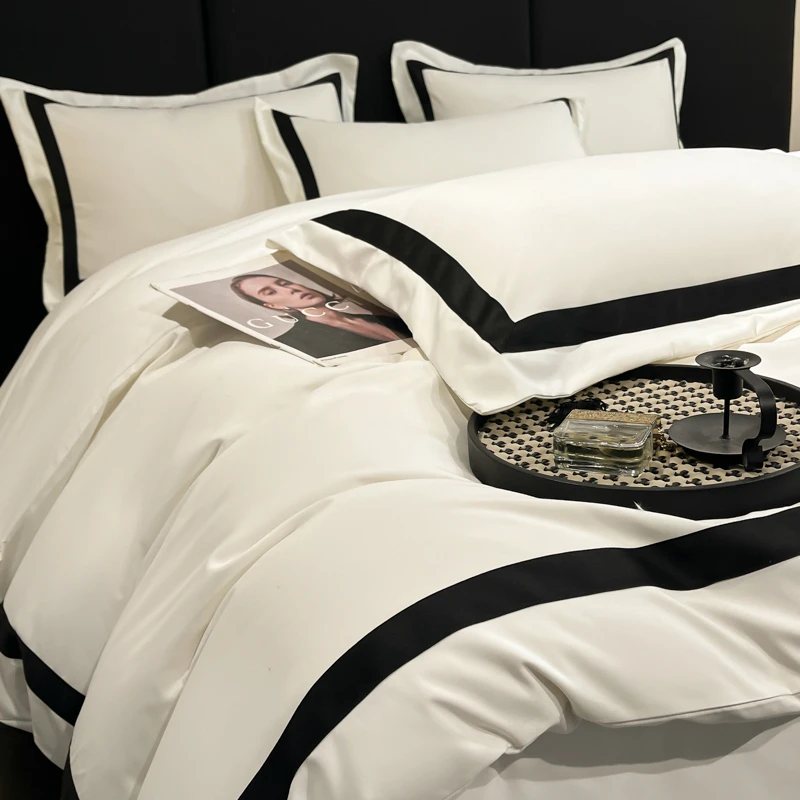 4Pcs Brushed Microfiber King Queen Double Twin 4Pcs Soft Premium Hotel Patchwork Duvet cover Flat/Fitted sheet 2 Pillowcases 3