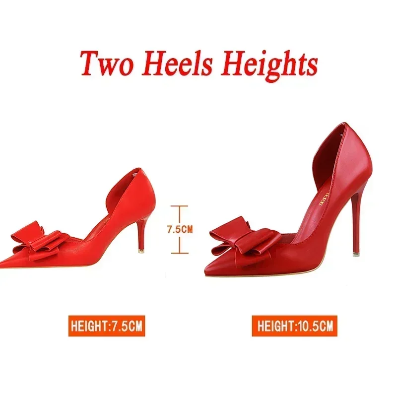 Women 7.5cm 10cm High Heels Kawaii Bowknot Cinderella Pumps Lady Fashion Fetish Blue Pink Yellow Sweet Party Prom Slip On Shoes 6