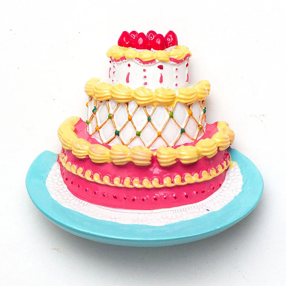 Creative Cartoon Afternoon Tea Food Resin Three-Dimensional Design Refrigerator Stickers Magnetic Message_voghion.com