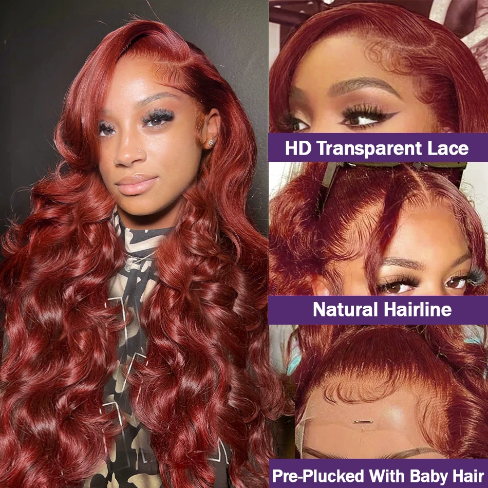 Reddish Brown Body Wave Lace Frontal Human Hair Wig 13x4 13x6 Hd Lace Frontal Wigs Glueless Human Hair Wig Brazilian Pre Plucked