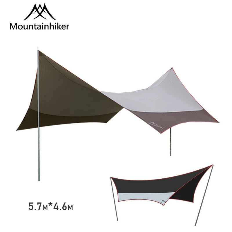 MOUNTAINHIKER-더블로드 5.7m x 4.6m 썬 쉘트 블랙 실버 코팅 대형 캠핑 타프, 8 인용 캠프 옥스포드 방수 캐노피 쉘터 