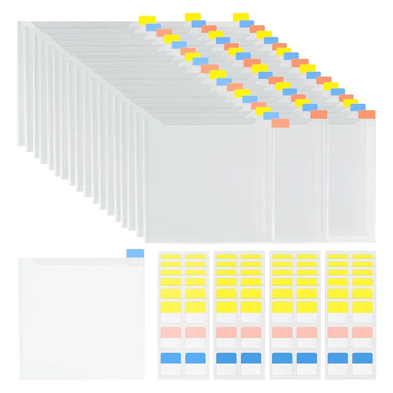 TA-60Piece 6X6인치 종이 보관함, 스크랩북 종이, 카드지 정리를 위한 120개의 끈끈한 색인 탭이 있는 투명 플라스틱 슬리브