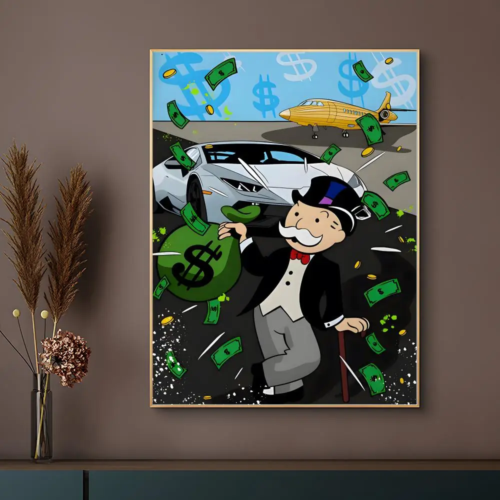 Cartoon Dollar Alec Monopoly Poster - HD Waterproof Self-Adhesive Wall Art, Versatile Decor & Perfect Gift
