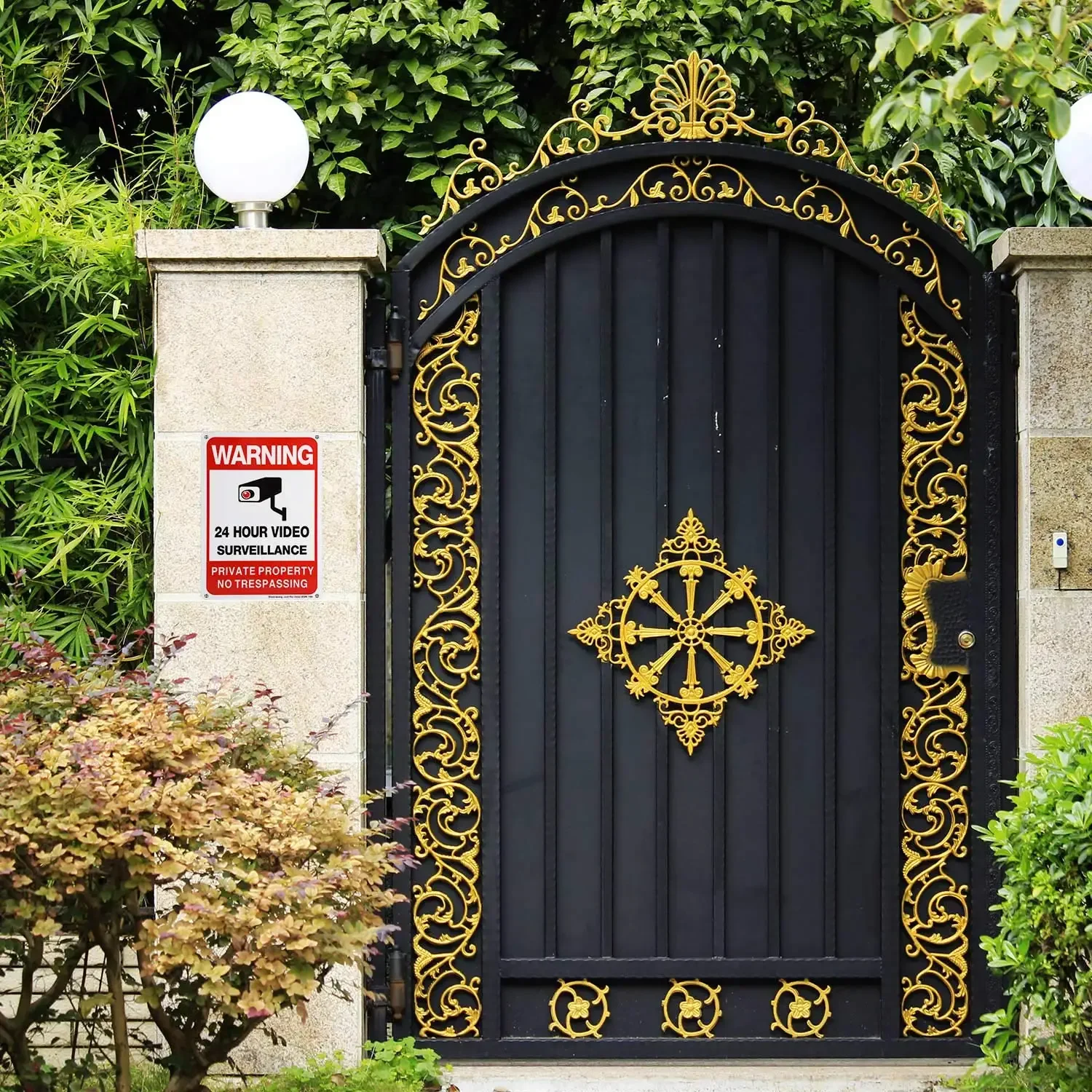 24-hour Private Property Trespassing Sign Video Surveillance Signs Outdoor Security Camera Sign Home CCTV