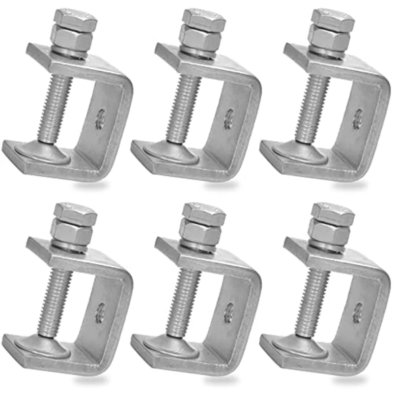 

6 Pcs 1 Inch Stainless Steel Small C-Clamp for Woodworking, Heavy Duty Metal U-Clamps Mini Desk -Clamp