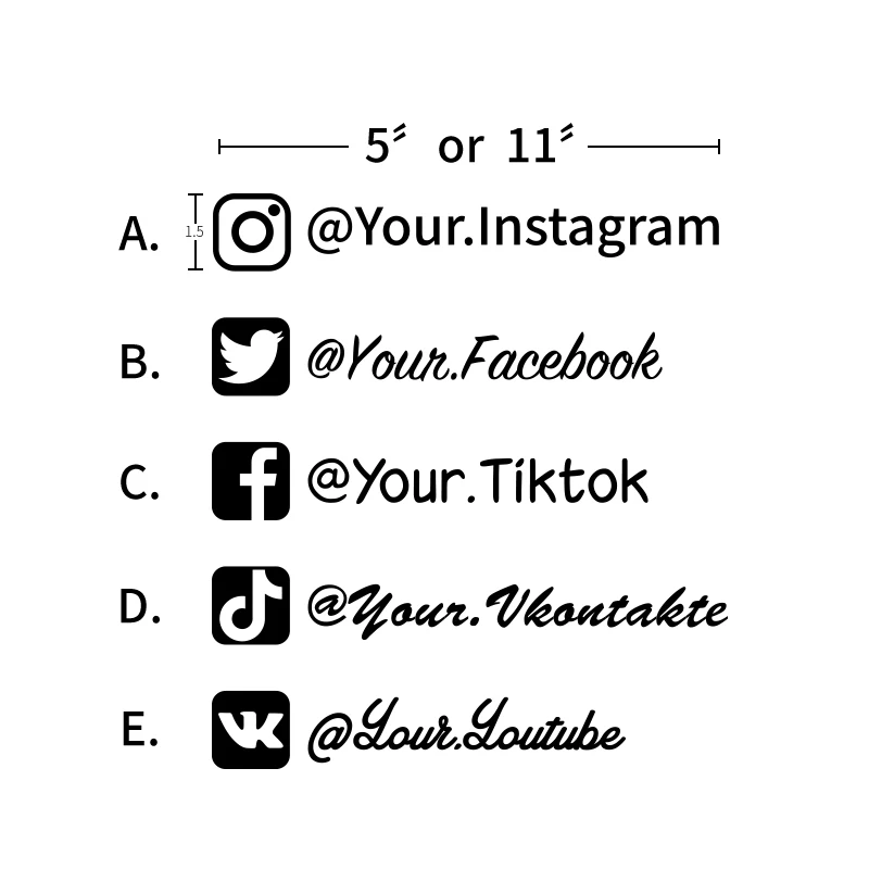 Etie 3pcs/set Instagram Custom Car Sticker Customized Logos Decals