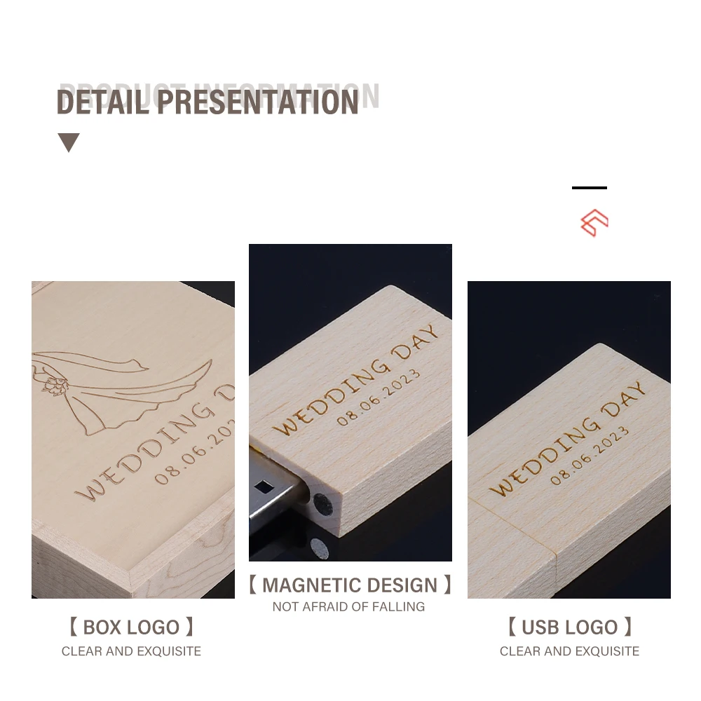 6*4 사진 상자 USB 2.0 플래시 드라이브 4G 8G 16 기가 바이트 32 기가 바이트 64 기가 바이트 128G 무료 사용자 정의 로고 펜 드라이브 실제 용량 메모리 스틱 결혼 선물