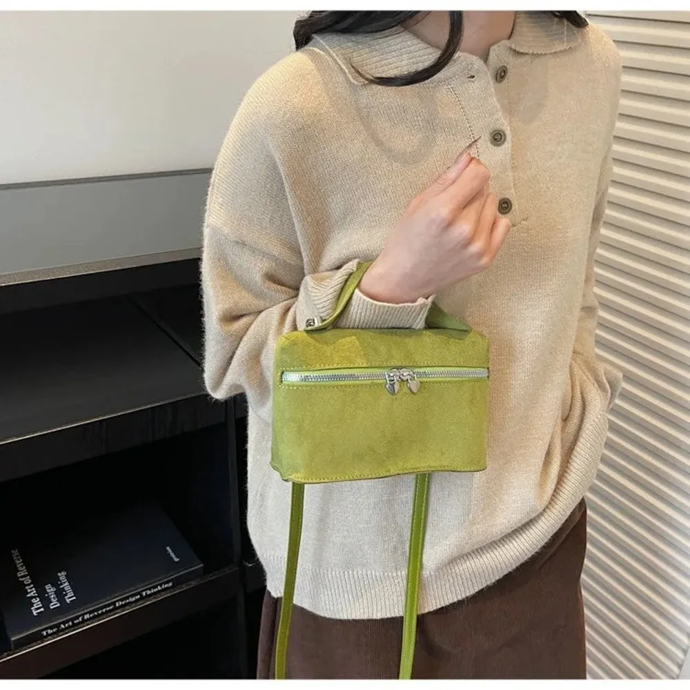 Retro Herbst Winter Matte Umhängetasche Wildleder Strukturierte Schultertasche Box-Design Einfarbige Abendtaschen Damen Henkeltasche – Detail 12