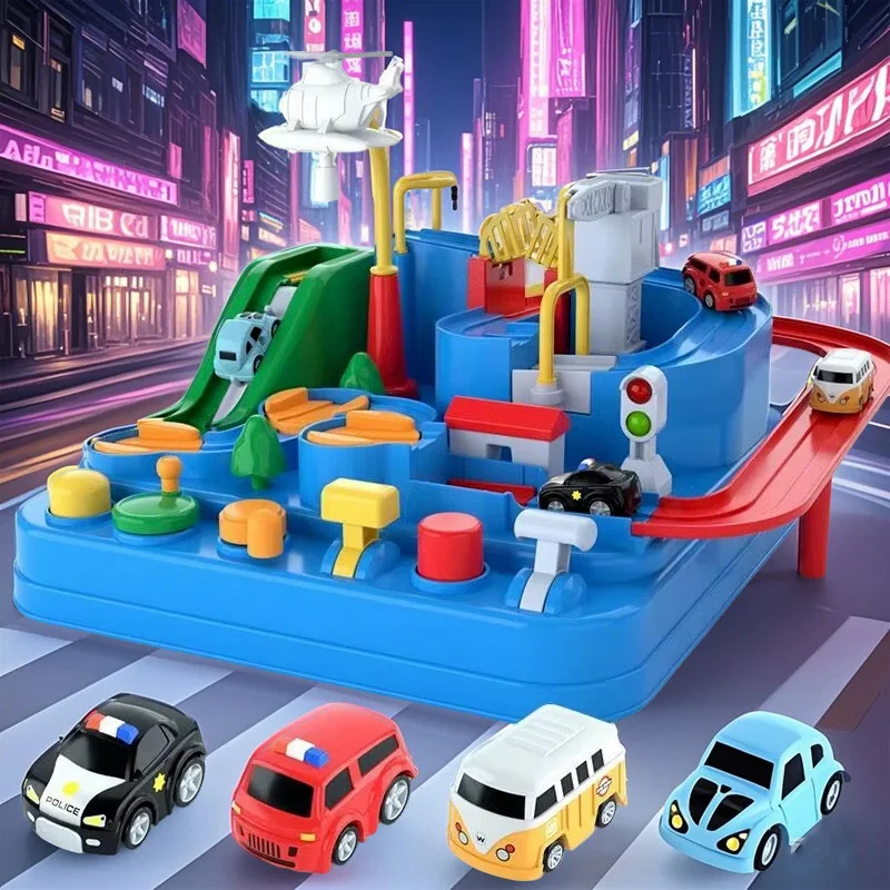 Racing Rail Car Model Educational Toys Children Track Adventure Game Brain Mechanical Interactive Train Animals Space Rocket Toy