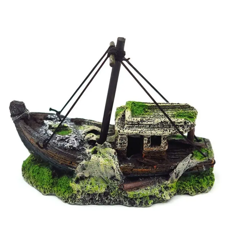 

Aquarium Sunken Ship Decorations Resin Ship Cave Fish for Tank Ornaments Betta for Tank Accessories Hideout for Hermit C
